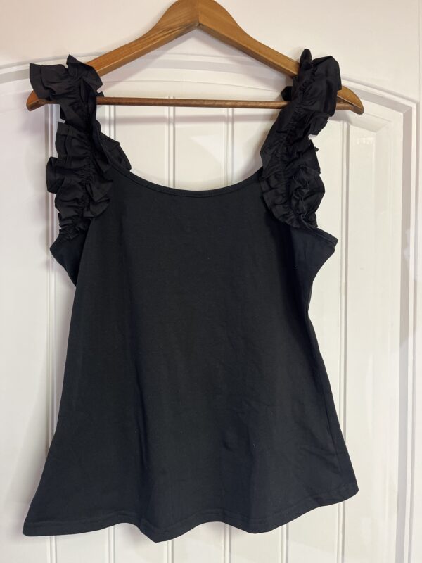 Black Ruffled Shoulder Tank - Image 2